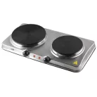 Home hg r 044ss Rezsó, rozsdamentes, dupla hordozható elektromos főzőlap, 1500 W + 1000 W INOX FŐZŐLAP elektromos