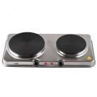 Rezsó, rozsdamentes, dupla hordozható főzőlap, 1500 W + 1000 W