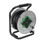 HOME HJRM2025 fém kábeldob, 25 méter, fém talp, H07RN-F 3G2,5 mm2 vezeték, 250 V~ / max. 16 A, túlmelegedés elleni védőkapcsolóval