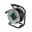 HOME HJRM2025 fém kábeldob, 25 méter, fém talp, H07RN-F 3G2,5 mm2 vezeték, 250 V~ / max. 16 A, túlmelegedés elleni védőkapcsolóval