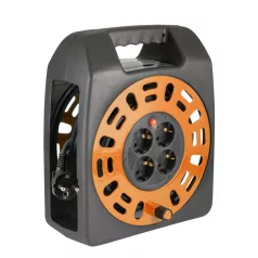   Home HJR 3-20 kábeldob, 20 m, IP20 kivitel, műanyag tartó, H05VV-F 3G1,0 mm2 kábel, max. 2300 W, védőkapcsoló, 4 védőérintkezős aljzat
