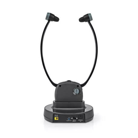 Vezeték nélküli TV fejhallgató | RF | Fülbe Dugható | Maximális akkumulátor lejátszási idő: 7 óra | 25 m | Digitális Audió | Töltő állomást tartalmaz | Balansz vezérlés | Hallássérült támogatás | Fekete