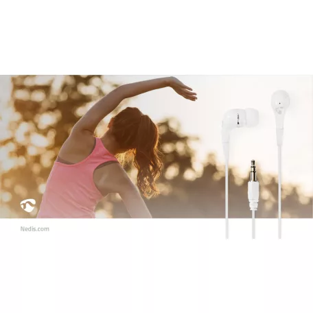 Vezetékes fülhallgató | 3.5 mm | Kábel hossz: 1.20 m | Hangerő szabályozás | Fehér