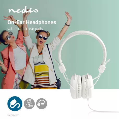 On-Ear vezetékes fejhallgató | 3.5 mm | Kábel hossz: 1.20 m | Fehér