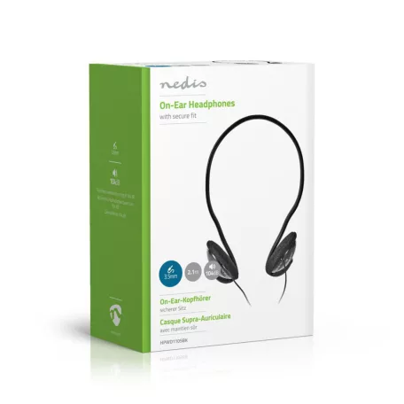 On-Ear vezetékes fejhallgató | 3.5 mm | Kábel hossz: 2.10 m | Fekete