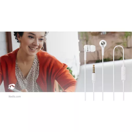 Vezetékes fülhallgató | 3.5 mm | Kábel hossz: 1.20 m | Beépített mikrofon | Hangerő szabályozás | Fehér