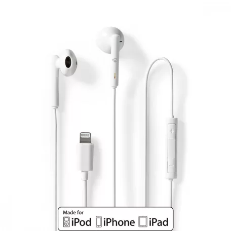 Vezetékes fülhallgató | Lightning | Kábel hossz: 1.20 m | Beépített mikrofon | Hangerő szabályozás | Fehér