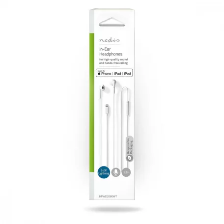 Vezetékes fülhallgató | Lightning | Kábel hossz: 1.20 m | Beépített mikrofon | Hangerő szabályozás | Fehér