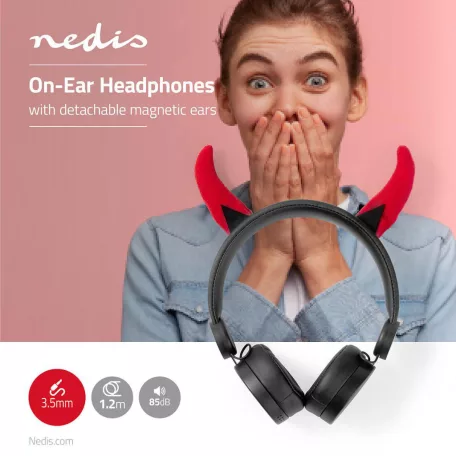 On-Ear vezetékes fejhallgató | 3.5 mm | Kábel hossz: 1.20 m | 85 dB | Fekete / Piros