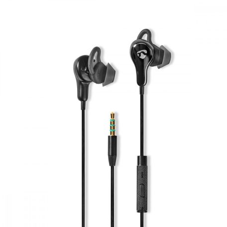 Vezetékes fülhallgató | 3.5 mm | Kábel hossz: 1.20 m | Beépített mikrofon | Hangerő szabályozás | Fül szárny | Fekete