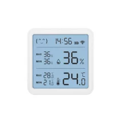   Home HSTHC hő- és páratartalom mérő, óra, nagy LCD kijelző, Smart Life, Tuya Smart, okos otthon, telefonos értesítés, automatizálás, eszközvezérlés, riasztás