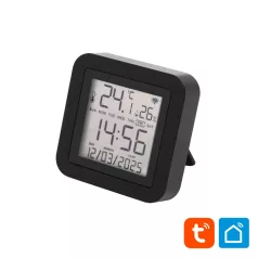   Home HSTHR távirányító, hő- és páratartalom mérő, óra, LCD kijelző, Smart Life, Tuya Smart, okos otthon, telefonos értesítés, automatizálás, eszközvezérlés, riasztás, USB tápellátás