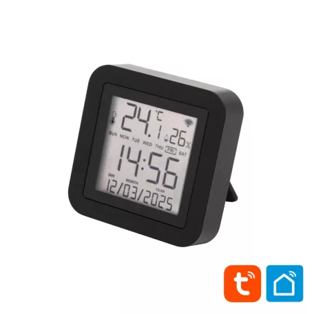 Home HSTHR távirányító, hő- és páratartalom mérő, óra, LCD kijelző, Smart Life, Tuya Smart, okos otthon, telefonos értesítés, automatizálás, eszközvezérlés, riasztás, USB tápellátás