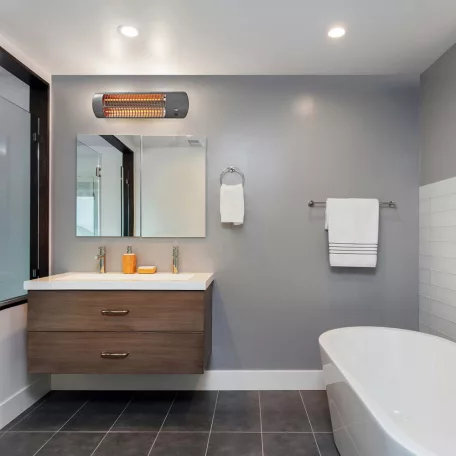 Nedis fürdőszobai fűtőtest kvarccsöves fűtés (FK 24) htba10gy állítható hőmérséklet 2 fokozat húzókapcsoló infra Fürdőszoba fűtőtest | 1200 W | 2 Hőmód | X4 | Szürke