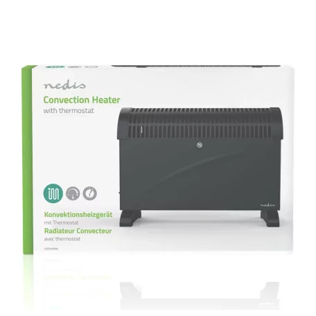Konvektor-fűtés | 2000 W | 3 Hőbeállítások | Állítható hőmérséklet | Borulás ellen védett | Beépített fogantyúval | Fekete
