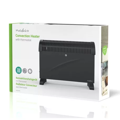 Konvektor-fűtés | 2000 W | 3 Hőbeállítások | Állítható hőmérséklet | Borulás ellen védett | Beépített fogantyúval | Fekete