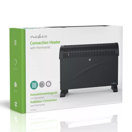 Konvektor-fűtés | 2000 W | 3 Hőbeállítások | Állítható hőmérséklet | Borulás ellen védett | Beépített fogantyúval | Fekete