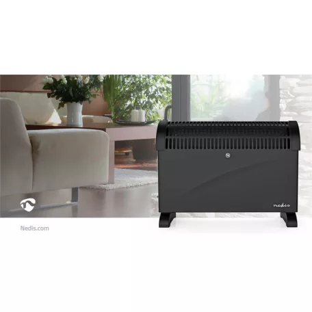 Konvektor-fűtés | 2000 W | 3 Hőbeállítások | Állítható hőmérséklet | Borulás ellen védett | Beépített fogantyúval | Fekete