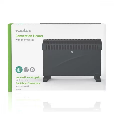 Nedis Homelux Elektromos Fűtőtest, konvektor termosztát szabályzással 3 funkciós 2000w htco10fwt új falon kívüli fűtőtest | 2000 W | 3 Hőbeállítások | Állítható hőmérséklet | Borulás ellen védett