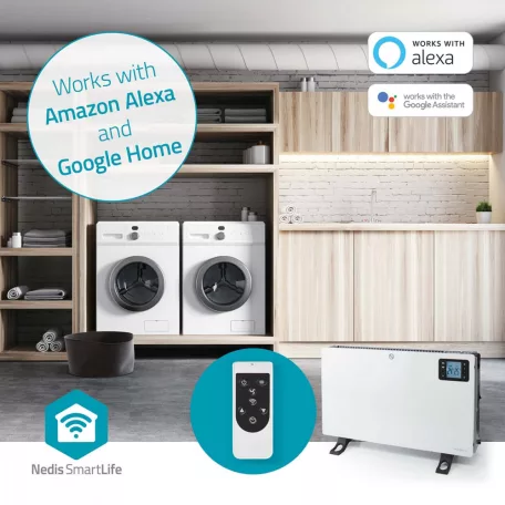 Nedis Prémium fűtőtest SmartLife Konvektor | Wi-Fi | 2000 W | 3 Hőbeállítások | LCD | 5 - 37 °C | Állítható hőmérséklet | Fehér htco50wtw