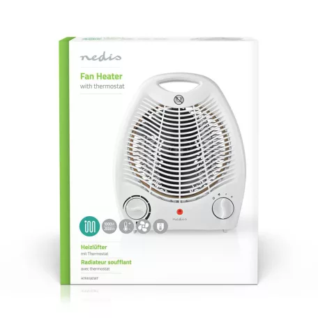 Fan Heater | 1000 / 2000 W | Állítható hőmérséklet | 2 Hőbeállítások | Beépített fogantyúval | Borulás ellen védett | Fehér