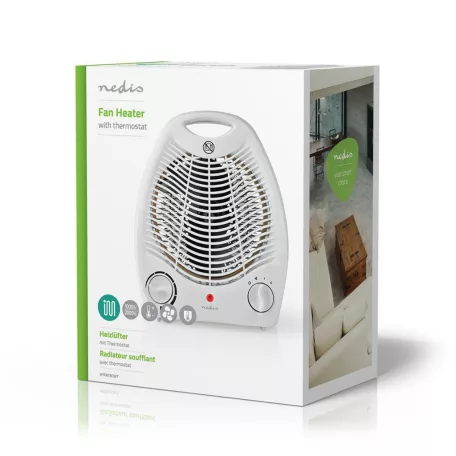 Fan Heater | 1000 / 2000 W | Állítható hőmérséklet | 2 Hőbeállítások | Beépített fogantyúval | Borulás ellen védett | Fehér