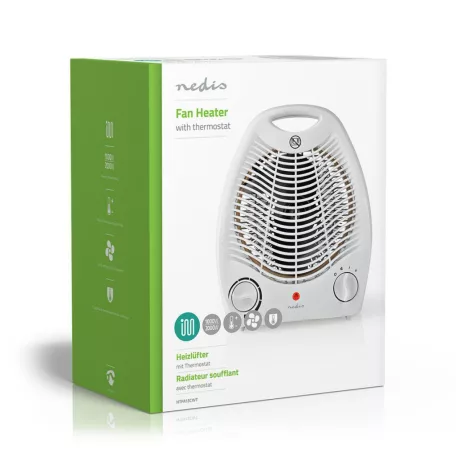 Fan Heater | 1000 / 2000 W | Állítható hőmérséklet | 2 Hőbeállítások | Beépített fogantyúval | Borulás ellen védett | Fehér