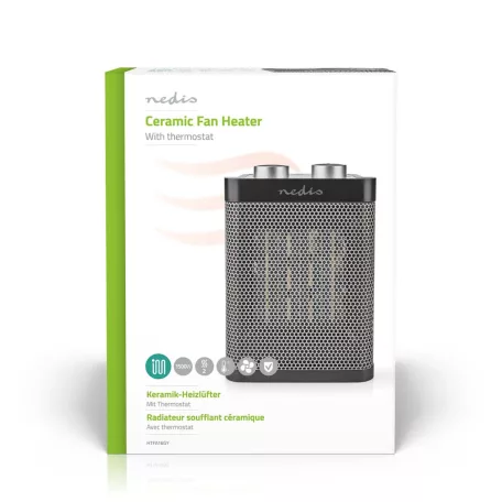 Kerámia PTC ventilátor Fűtés | 1000 / 1500 W | 2 Hőmód | Állítható hőmérséklet | Túlmelegedés elleni védelem | Borulás ellen védett