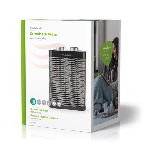 Kerámia PTC ventilátor Fűtés | 1000 / 1500 W | 2 Hőmód | Állítható hőmérséklet | Túlmelegedés elleni védelem | Borulás ellen védett