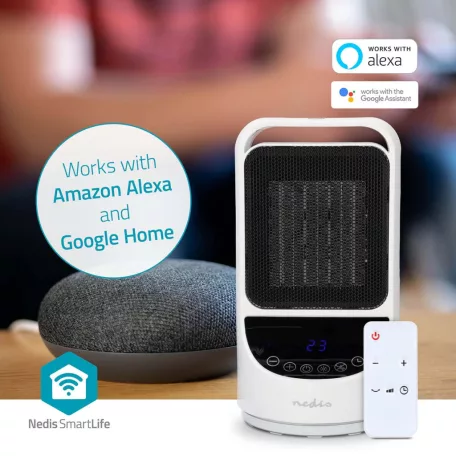 SmartLife kerámia PTC ventilátorfűtő | Wi-Fi | 1500 W | 2 Hőbeállítások | Oszcilláló | Kijelző | 10 - 49 °C | Android™ / IOS | Fehér