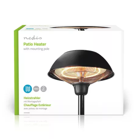 Terasz hősugárzó | 1500 W | 1 Hőbeállítás | Borulás ellen védett | IP34 | Fekete