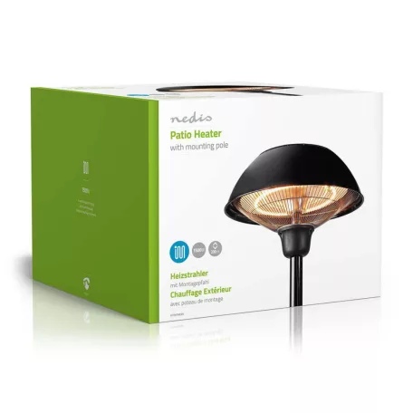 Terasz hősugárzó | 1500 W | 1 Hőbeállítás | Borulás ellen védett | IP34 | Fekete