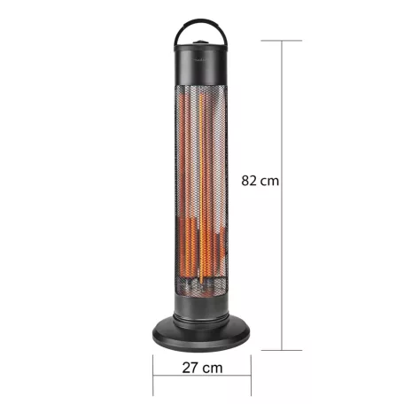 Terasz hősugárzó | 1200 W | 2 Hőbeállítások | Borulás ellen védett | IP24 | Fekete