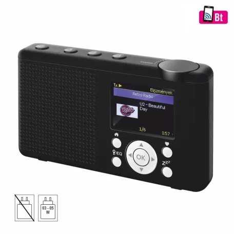 SAL INR 3000 internetrádió, 4 in 1, 2 W hangszóró, világrádió, FM RDS, BT, Média Center hálózati zenetár, EQ