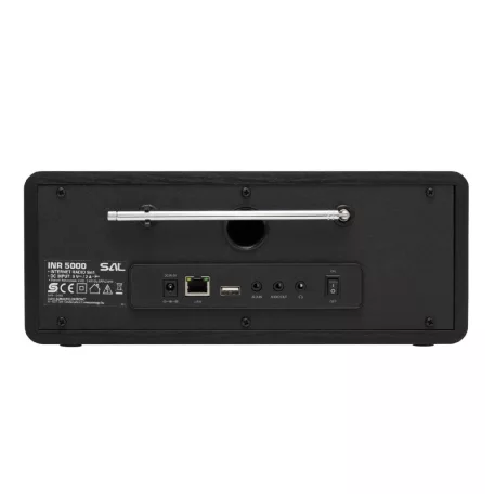 SAL INR 5000/BK internetrádió, 5 in 1, 2x5 W, Bass reflex, világrádió, FM RDS, BT, AUX, Média Center hálózati zenetár, EQ