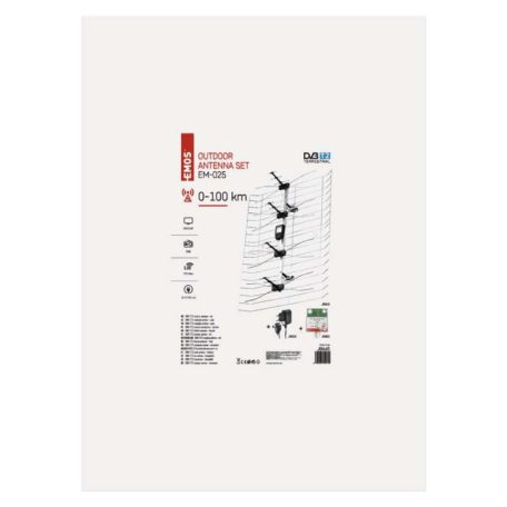 Kültéri antenna EM-025, 0–100 km, DVB-T2, DAB, LTE/4G szűrő