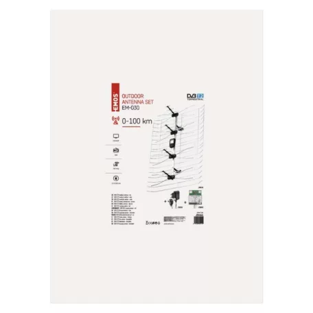 Kültéri antenna EM-030, 0–100 km, DVB-T2, DAB, LTE/4G szűrő