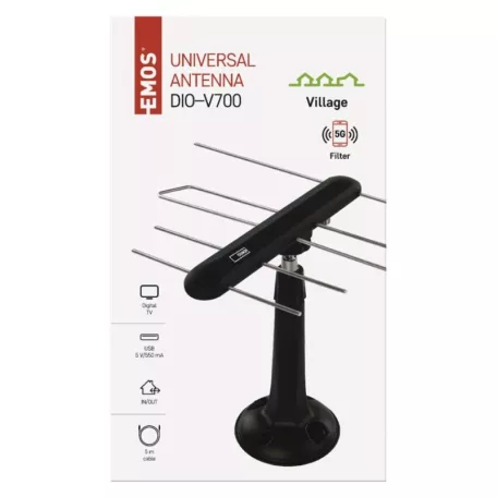 Univerzális antenna EM-DIO3, 0–80 km, DVB-T2, LTE/4G/5G szűrő