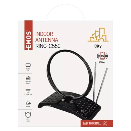 Szobaantenna CITY RING-C550, DVB-T2, DAB, FM, LTE/4G/5G szűrő