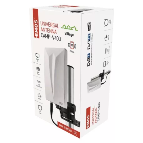 Univerzális antenna VILLAGE CAMP–V400, DVB-T2, FM, DAB, LTE/4G/5G szűrő