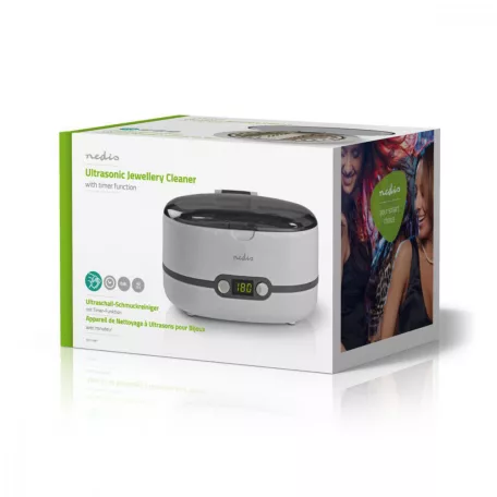 NEDIS Ultrahangos Ékszer tisztító | Hálózati Áramellátás | 230 V AC 50 Hz | Euro / C-típus (CEE 7/16) | Fehér | Műanyag