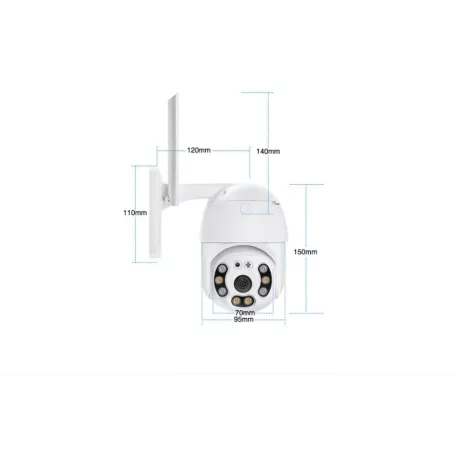 Techstar P12 PTZ IP Megfigyelő kamera, kupola, vezeték nélküli, 355°, 1080p, LED, IR, kültéri, ONVIF, NVR, mozgásérzékelő, mikrofon,jEZ04, YCC365PLUS app.