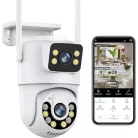 Jortan Kültéri Wifi Smart HD Telefontól Vezérelhető Kamera Távolról Vezérelhető Jortan Dual cam Biztonsági megfigyelő éjjellátó kamera, 4K 8mp-x felbontás, Dupla kamera Jortan JT-9697 IP biztonsági kamera Wifi infravörös PTZ onvif