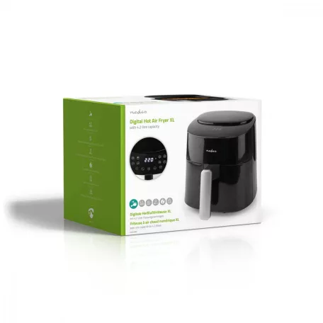 Nedis Deluxe XXL prémium Olaj nélküli meleglevegős fritőz, 4,2 liter Forró Levegős Sütő | 4,2 l | Időzítő: 240 min | Előre beállított programok száma: 8 | Digitális | Fekete