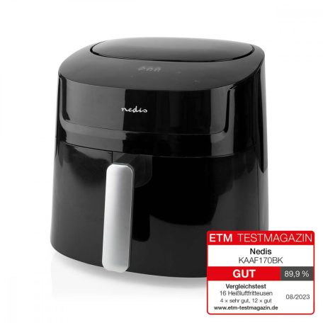 Nedis Deluxe XXXL prémium Olaj nélküli meleglevegős fritőz, 7,2 liter forrólevegős fritőz olaj nélküli sütő 1800w -s Airfryer extra kapacitású 1,4kg sültkrumpli 