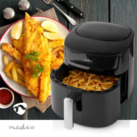 Nedis Deluxe XXXL prémium Olaj nélküli meleglevegős fritőz, 7,2 liter forrólevegős fritőz olaj nélküli sütő 1800w -s Airfryer extra kapacitású 1,4kg sültkrumpli