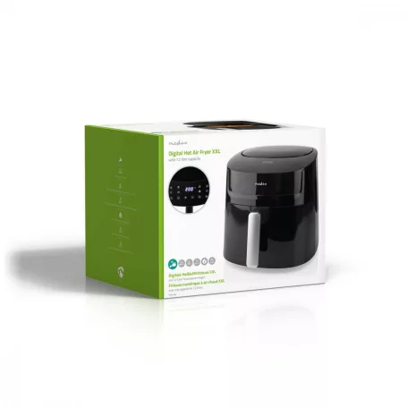 Nedis Deluxe XXXL prémium Olaj nélküli meleglevegős fritőz, 7,2 liter forrólevegős fritőz olaj nélküli sütő 1800w -s Airfryer extra kapacitású 1,4kg sültkrumpli