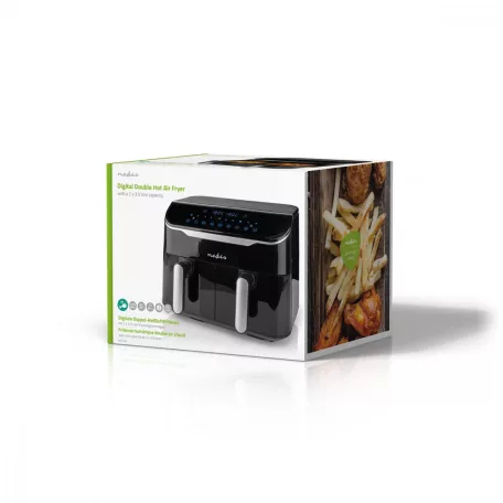 Nedis Forró Levegő Sütő | 2x3.5 l | Időzítő: 60 min | Előre beállított programok száma: 10 | Digitális | Fekete