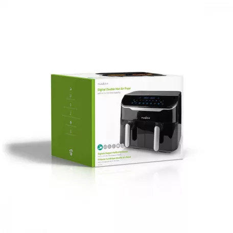 Nedis Forró Levegő Sütő | 2x3.5 l | Időzítő: 60 min | Előre beállított programok száma: 10 | Digitális | Fekete