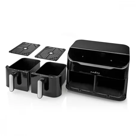 Nedis Forró Levegő Sütő | 2x3.5 l | Időzítő: 60 min | Előre beállított programok száma: 10 | Digitális | Fekete